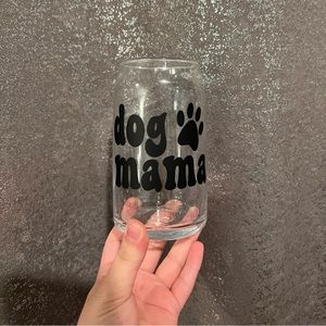 Dog mama 16oz glass cup